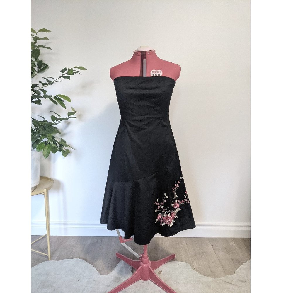 RW&Co. - Dress - Strapless Black with floral embroidery bottom left